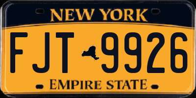 NY license plate FJT9926
