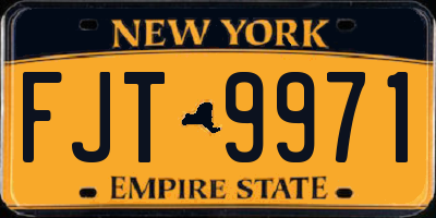 NY license plate FJT9971