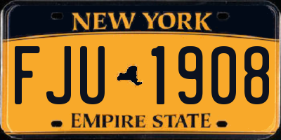 NY license plate FJU1908