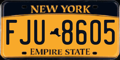 NY license plate FJU8605