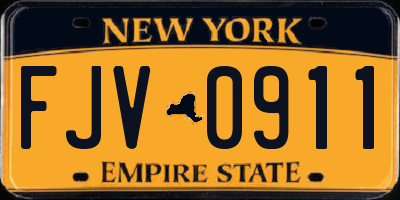 NY license plate FJV0911