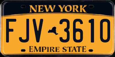 NY license plate FJV3610