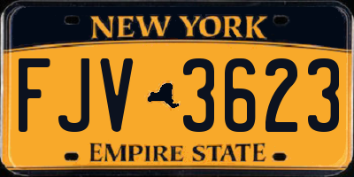 NY license plate FJV3623