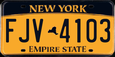 NY license plate FJV4103