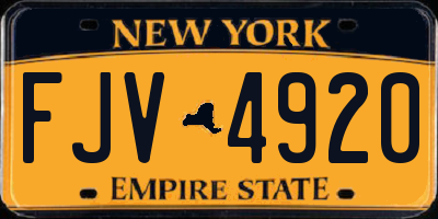 NY license plate FJV4920