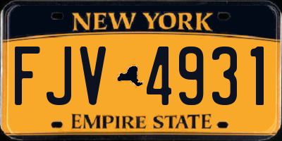 NY license plate FJV4931