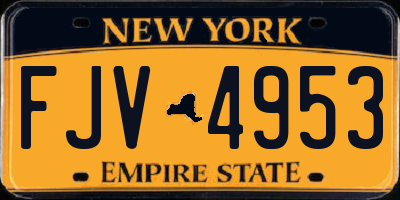 NY license plate FJV4953