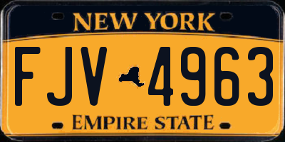 NY license plate FJV4963