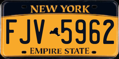 NY license plate FJV5962