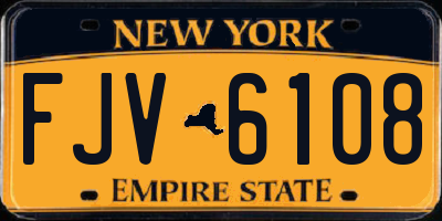 NY license plate FJV6108