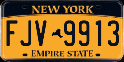NY license plate FJV9913