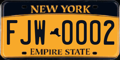NY license plate FJW0002