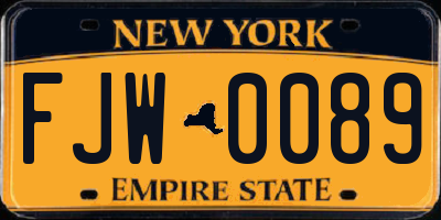 NY license plate FJW0089