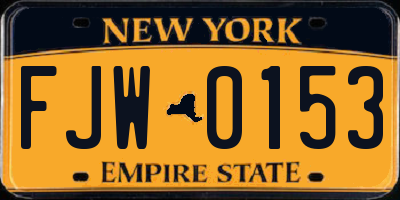 NY license plate FJW0153