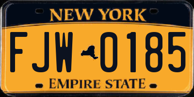NY license plate FJW0185