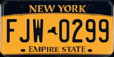 NY license plate FJW0299