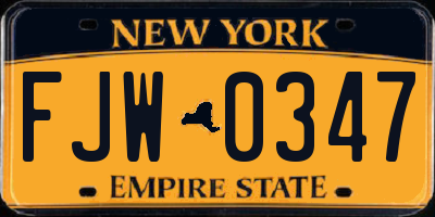 NY license plate FJW0347
