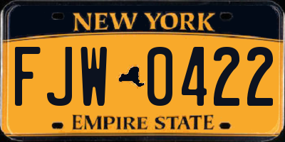 NY license plate FJW0422