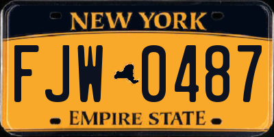 NY license plate FJW0487
