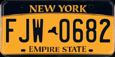 NY license plate FJW0682