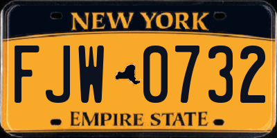NY license plate FJW0732