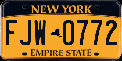 NY license plate FJW0772