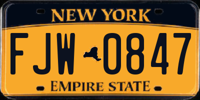 NY license plate FJW0847