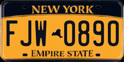 NY license plate FJW0890