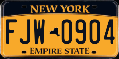 NY license plate FJW0904