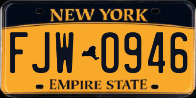 NY license plate FJW0946