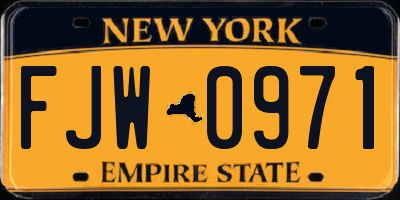 NY license plate FJW0971