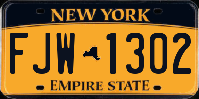 NY license plate FJW1302