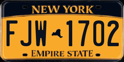 NY license plate FJW1702