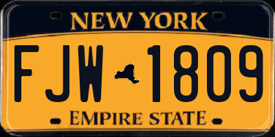NY license plate FJW1809