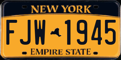 NY license plate FJW1945