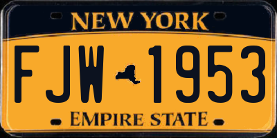 NY license plate FJW1953