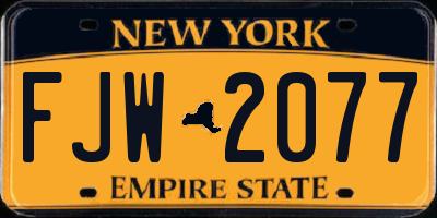 NY license plate FJW2077