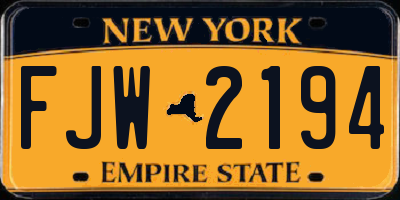 NY license plate FJW2194