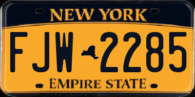 NY license plate FJW2285