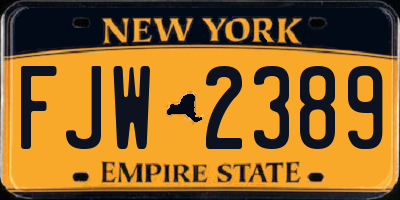 NY license plate FJW2389