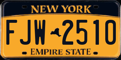 NY license plate FJW2510