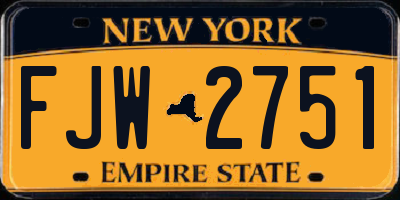 NY license plate FJW2751