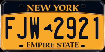 NY license plate FJW2921