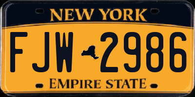 NY license plate FJW2986