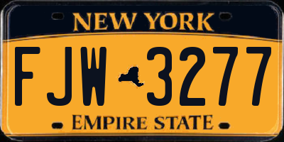 NY license plate FJW3277