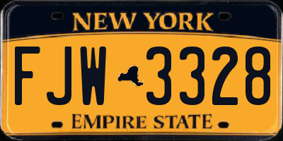 NY license plate FJW3328