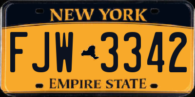 NY license plate FJW3342