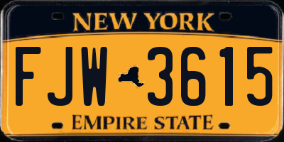 NY license plate FJW3615