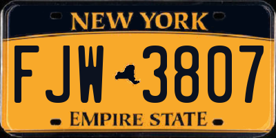 NY license plate FJW3807