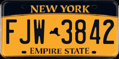 NY license plate FJW3842